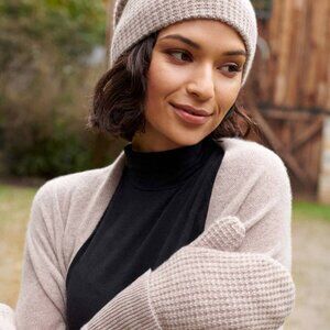 White + Warren Cashmere Thermal Mittens - Oak Heather NWOT